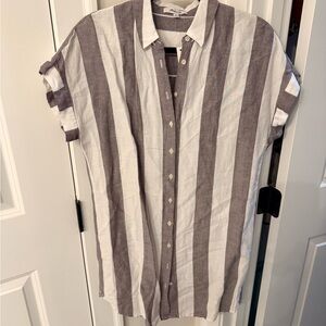 Madewell Gray and White Striped Mini Dress